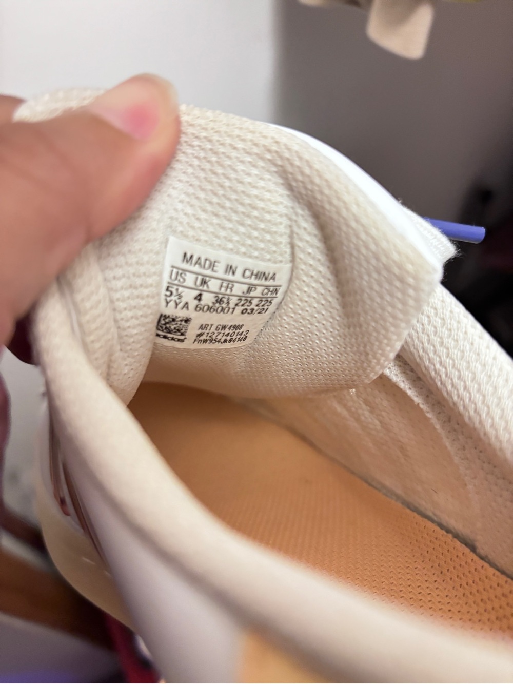 adidas White Sneakers with Peach & Purple Accents - Picture 5 of 5